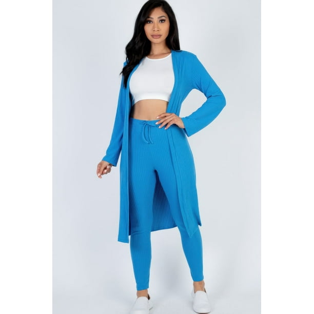 Conjunto de Cárdigan Largo y Leggings de Canalé