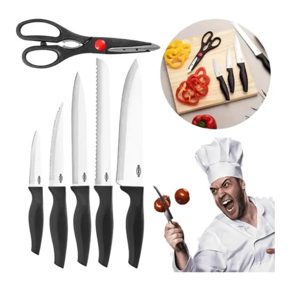 Set 5 Cuchillos Cross Para Cocina Negro Brinox