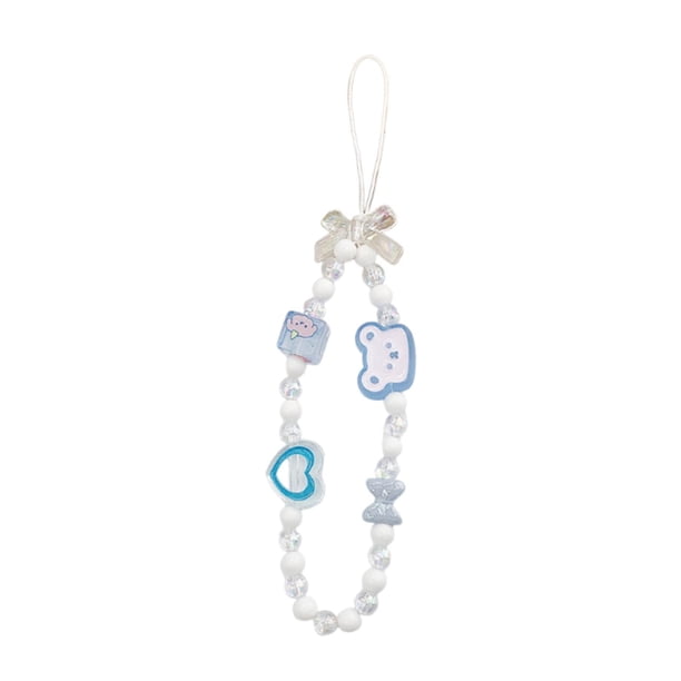 Cordón con cuentas para teléfono, pulsera bonita, llavero, colgante para bolso, decoración para teléfono, correa para muñeca, decoración para bolso, Arco transparente