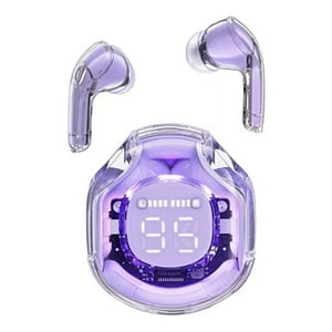 Veat00L - Audífonos Intrauditivos Bluetooth Inalámbricos 5.3 Cápsula Transparente Ipx4 Impermeable Pantalla Digital Led Micrófono Dual Inteligente Cancelación De Ruido De Llamadas