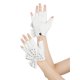thumbnail image 4 of Guantes de cuero sintético para mujer INSPIRE CHIC con broche estilo punk gótico de longitud de muñeca con lazo con tachuelas talla única medio dedo blanco, 4 of 6