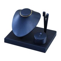 Magideal - Juego De Exhibición De Joyas, Soporte Para Exhibición De Collares, Elegante Y Con Bandeja Organizadora Para Colección De Regalos De Cumpleaños Para Mu Azul Oscuro