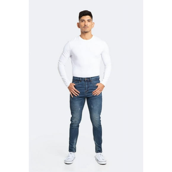 Jeans Hombre Skinny Azul con Drimen Focalizado Suave 42