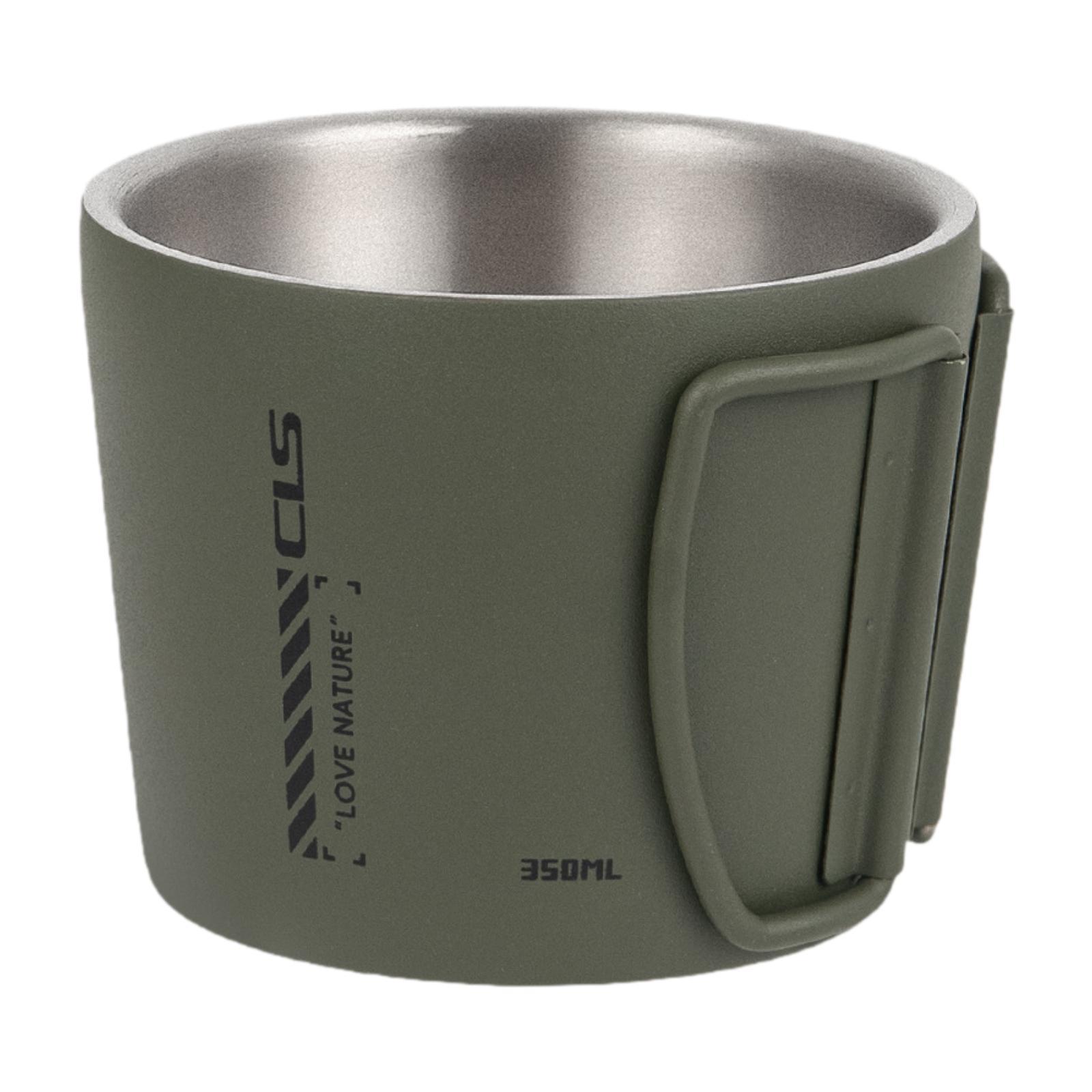 Magideal - Taza De Camping, Taza De Café, Taza Térmica, Taza Para Exteriores, Taza De Té, De Acero Inoxidable De Doble Pared Con Asa Plegable Para Las Mañanas Fr Verde