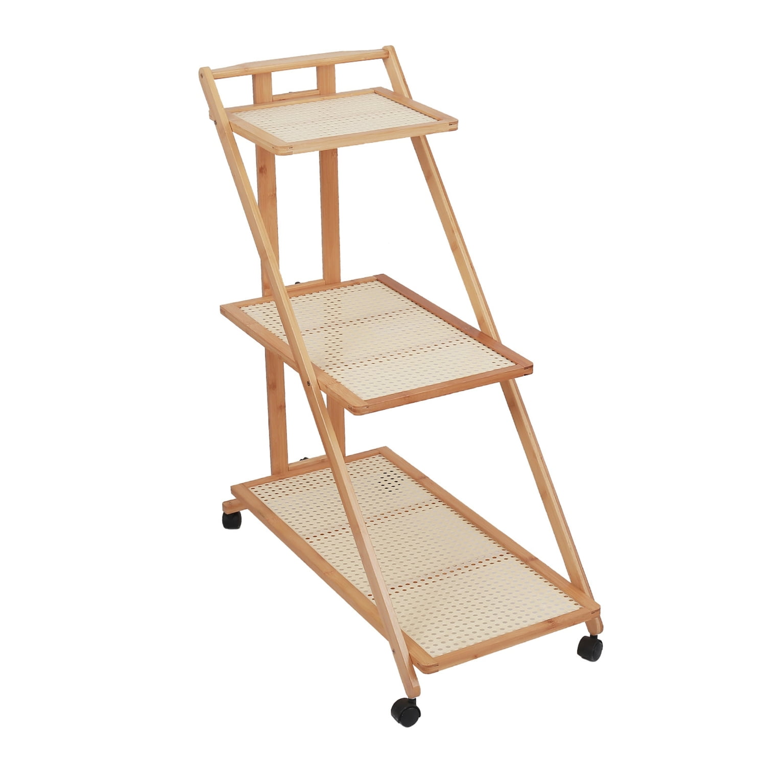 Sohogar - Mesa Auxiliar Ratán 3 Niveles Con Ruedas