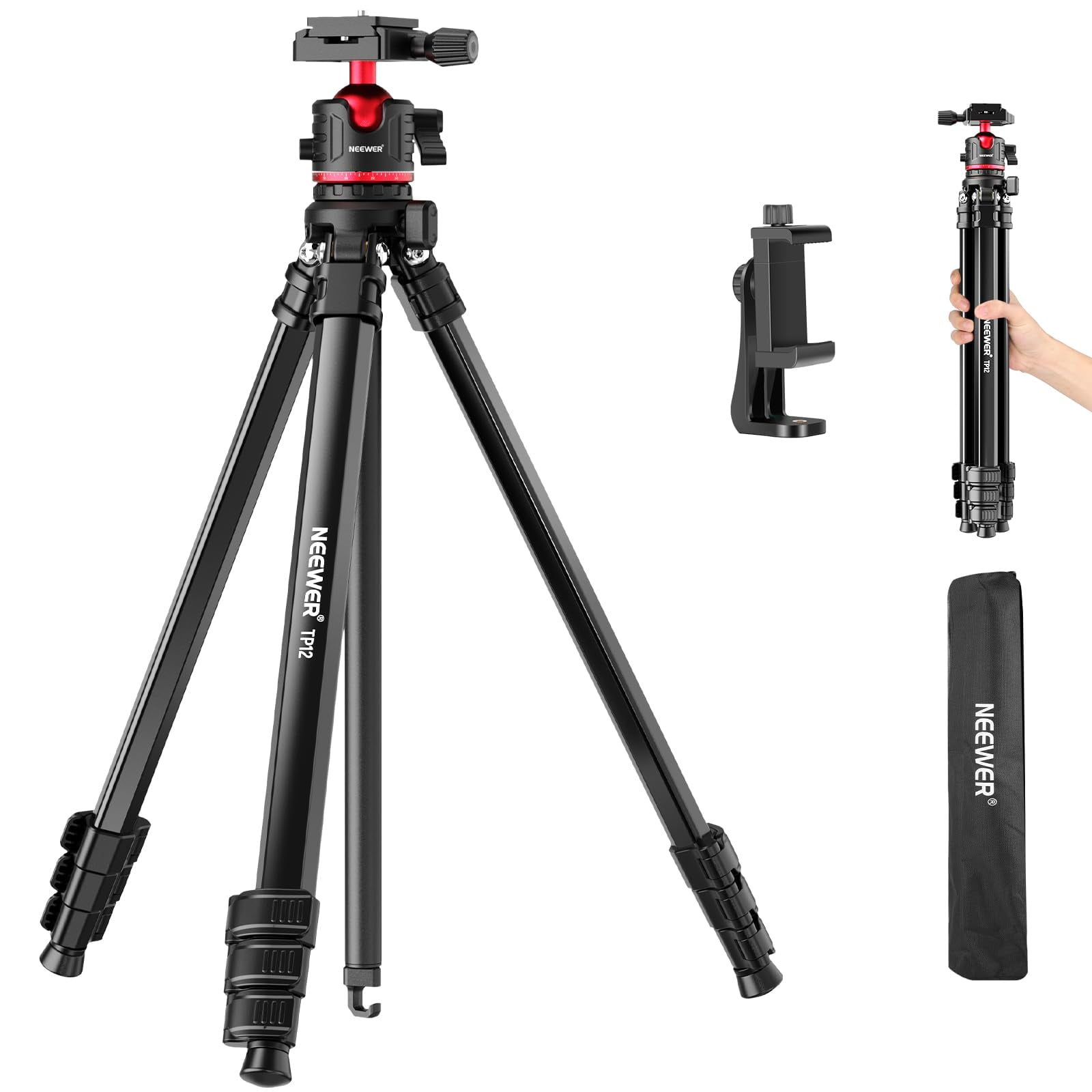Trípode Neewer Tp12 Liviano De 169 Cm Con Soporte Para Teléfono