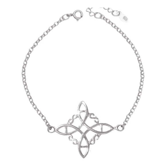 Pulsera nudo brujas grande plata fina protección