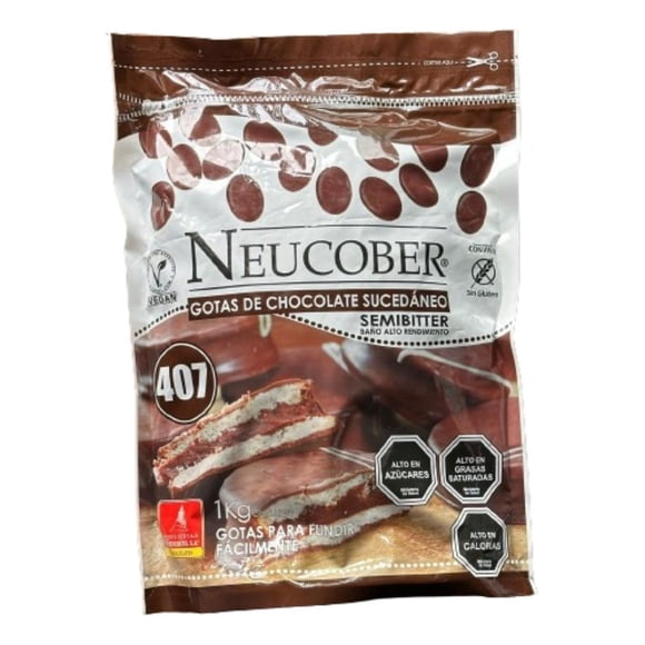 Neucober 407 Cobertura Gotas Chocolate Sucedáneo Semibitter