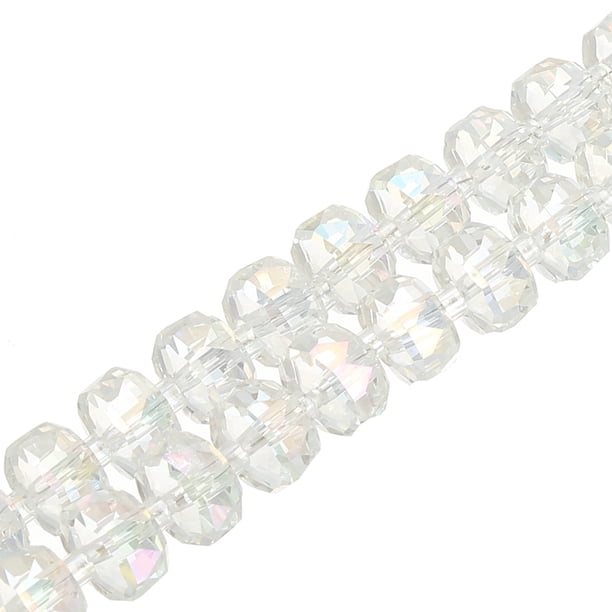 Cuentas de Cristal de Vidrio Uxcell, Cuentas de Cristal Rondelle de Corte Facetado de 8 mm con Separadores para Manualidades, Pulsera, Collar, Blanco