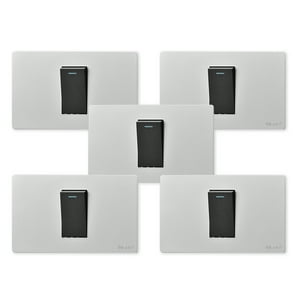 Want - Pack 5 Interruptores Simple Metálico 924 16A - Gris Negro