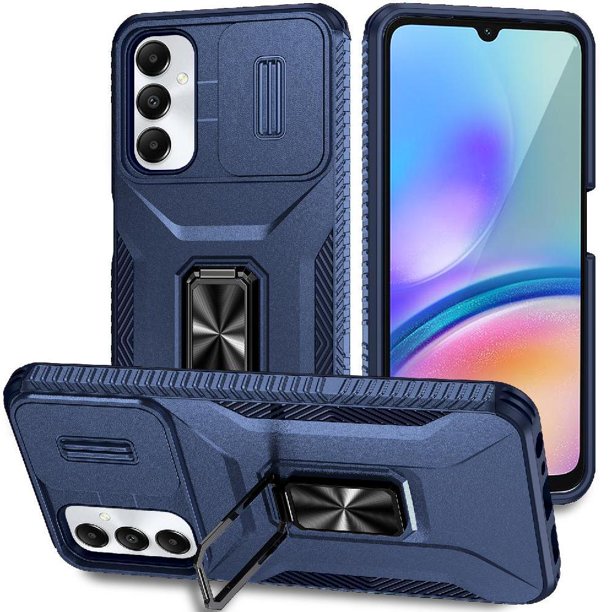 Funda Armada para Samsung Galaxy A05S con Tapa Deslizante y Soporte Magnético Giratorio Azul
