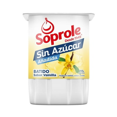 Yoghurt Batido Sin Azúcar Sabor Vainilla Pote 155 Gr Soprole
