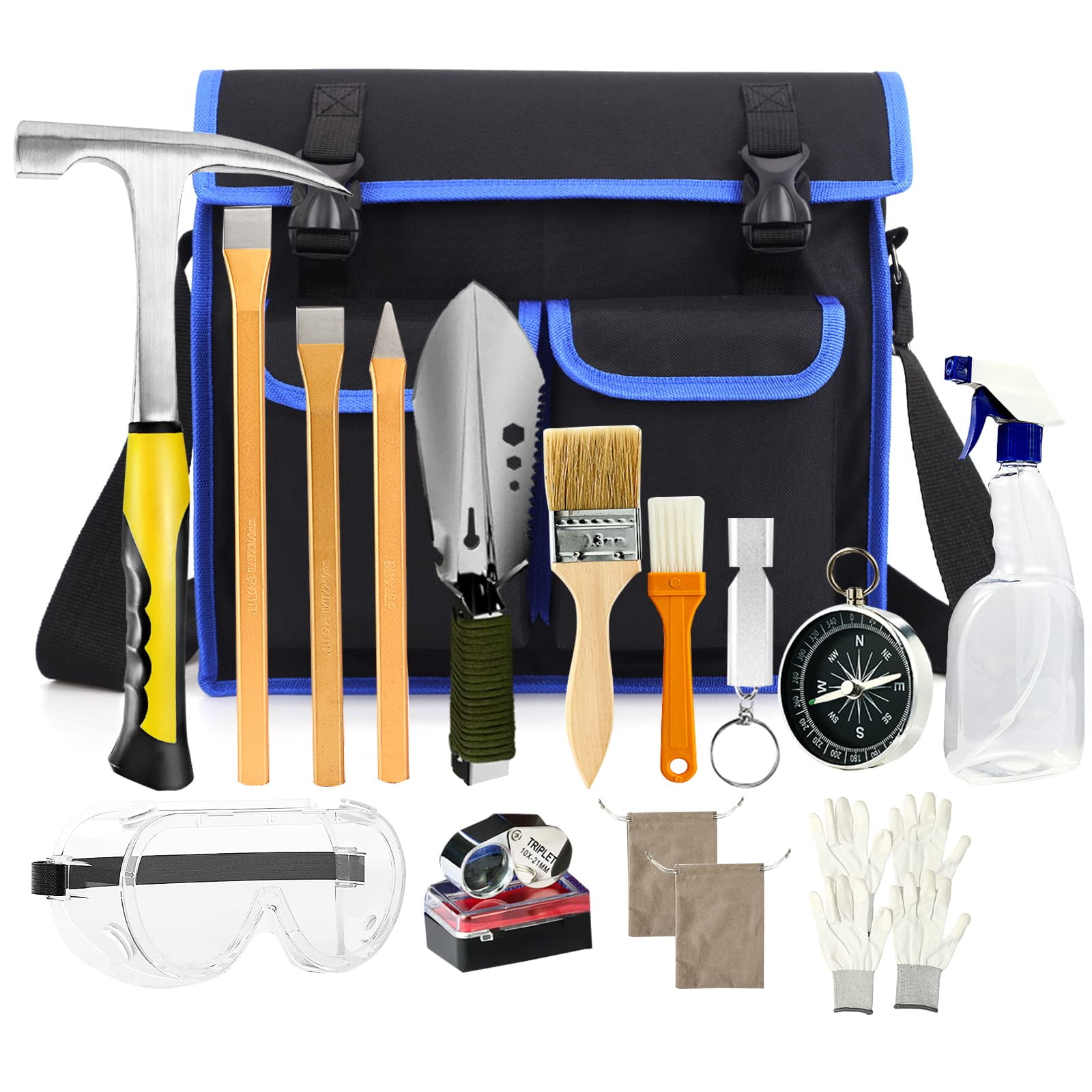 Kit De Martillos Geology Rock Artkunst, 17 Piezas Con Bolsa Y Herramientas