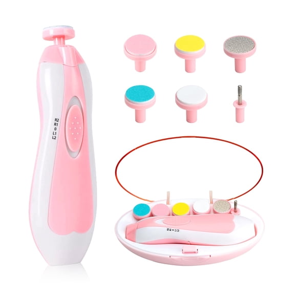 Cortauñas eléctrico para bebé Qunlions life 6 en 1, rosa