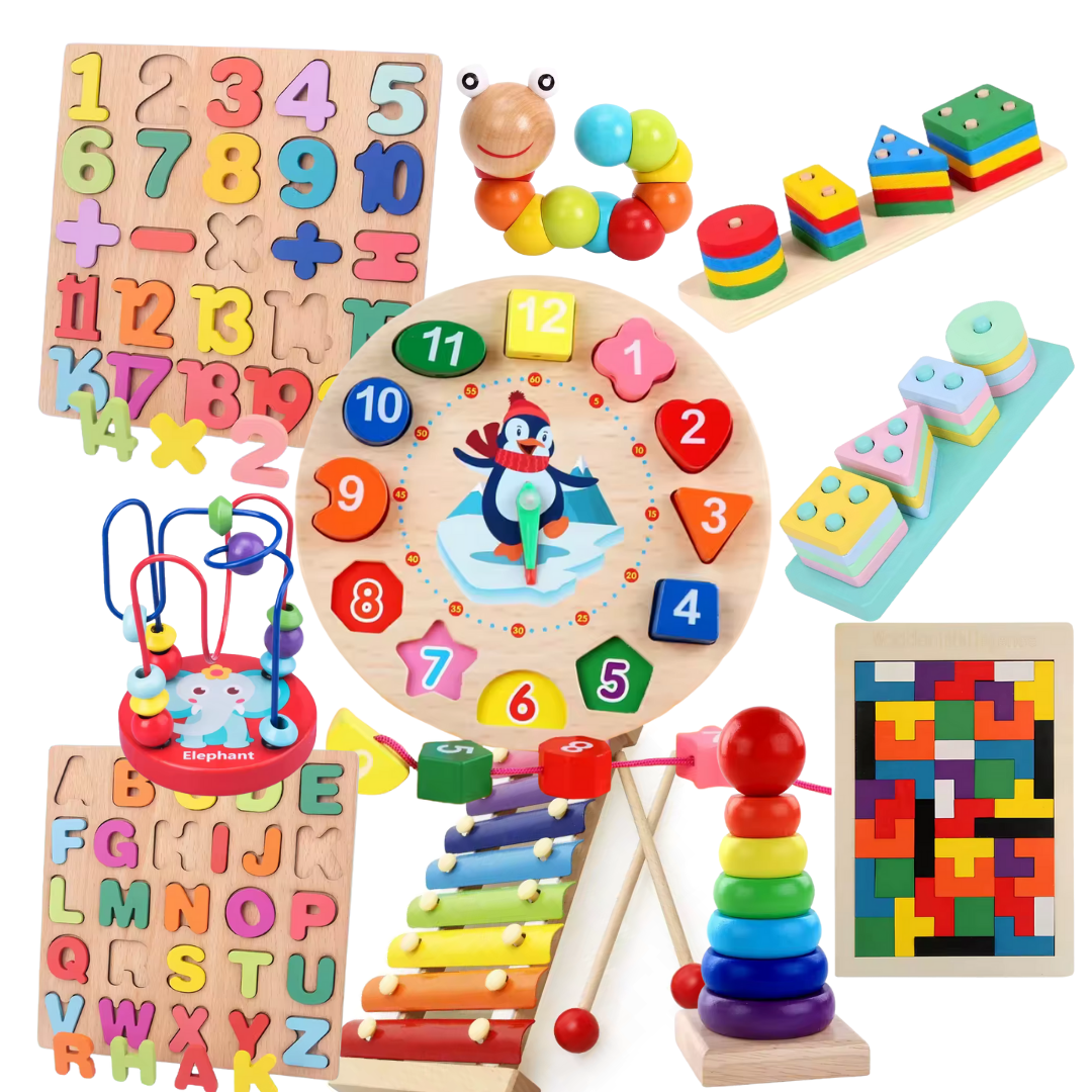Lyonbaby - Juguete Montessori Madera Pack 10 Didácticos Motricidad Bebe
