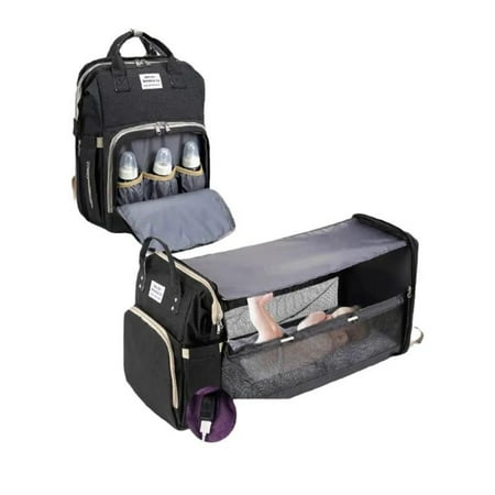 Mochila Pañalera Maternal 3 En 1 Con Mudador Negra By Lubabycas