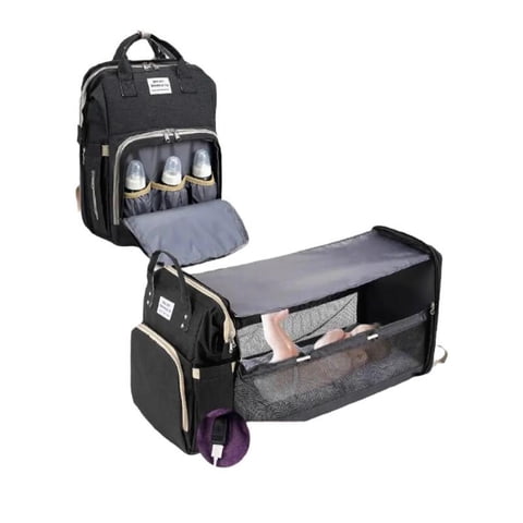 Mochila Pañalera Maternal 3 En 1 Con Mudador Negra By Lubabycas