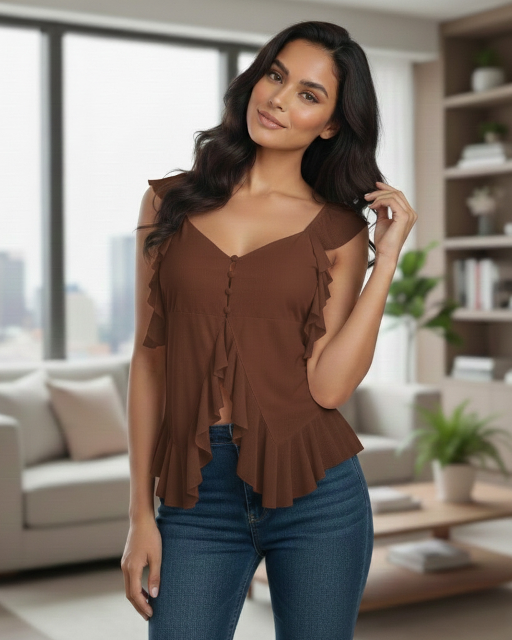 Flix Spa - Blusa Casual Mujer Con Flecos Sueltos