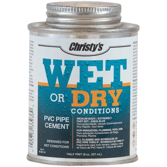 Cemento de PVC Christy's para condiciones húmedas y secas, tamaño mediano, 240 ml