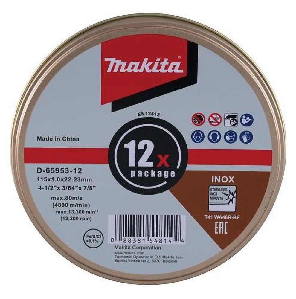 Makita - Disco Corte 115X1.2X22.23 Ac Inox Wa46R (12U)