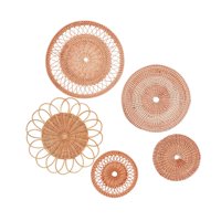 Magideal - Decoración De Pared Artesanías De Pared Único Tejido De Ratán Para Colgar En La Pared Arte De La Pared Adornos De Pared Para Salón De Té Sala De Estar 5 Piezas