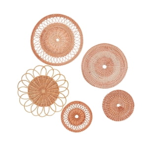 Magideal - Decoración De Pared Artesanías De Pared Único Tejido De Ratán Para Colgar En La Pared Arte De La Pared Adornos De Pared Para Salón De Té Sala De Estar 5 Piezas