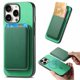 thumbnail image 1 of Funda de Cuero Magnética con Tarjetero para iPhone 16 Pro Max Cubierta Delgada Verde, 1 of 5