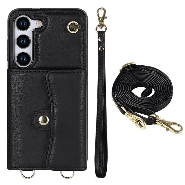 Crossbody PU Leather Phone Case For Samsung Galaxy S23 S22 Plus Note 20 Ultra Wallet Card Slots Magnetic Lanyard Cover