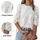 thumbnail image 4 of Camisa holgada de gasa con mangas abullonadas y textura floral (blanca), duradera, 4 of 6