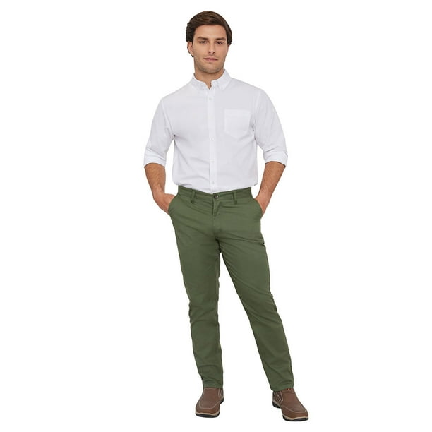 Pantalón Hombre Slim Fit Verde Bolsillos Chino Corona