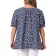 thumbnail image 3 of Agnes Orinda Blusas Casuales de Verano para Mujer de Talla Grande con Estampado Floral, Cuello Redondo con Lazo, Manga Corta con Volantes, Talla 2X Azul Oscuro, 3 of 6