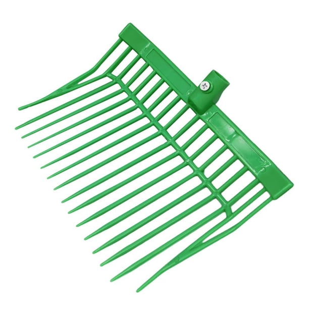 Cabezal de repuesto para horquilla de estiércol de caballo con púas anguladas, rastrillo multiusos para estiércol de caballo en ganadería, deshierbe, Verde