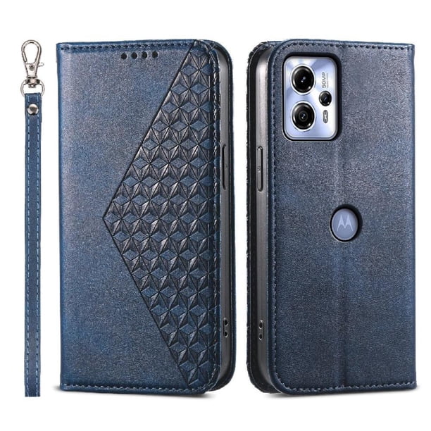 Funda Flip FOXDOCK para Motorola Moto G13 , Estilo Billetera con Diseño Rombo, Correa de Mano y Soporte, Uso Diario