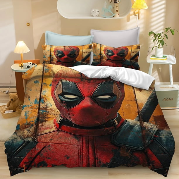 Deadpool Duvet Cover Pattern Printed Duvet Cover Pillowcase Bedding Set Kids Adult Comfort Bedding Set Full Size Bed Sheets