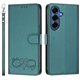 thumbnail image 2 of Funda de Cuero Tipo Billetera para Samsung Galaxy S25 FE 5G 6.7", con Tarjetero, Correa para Muñeca, Soporte a Prueba de Golpes con Relieve de Patrón Feliz, Verde, para Galaxy S25 FE 5G, 2 of 8