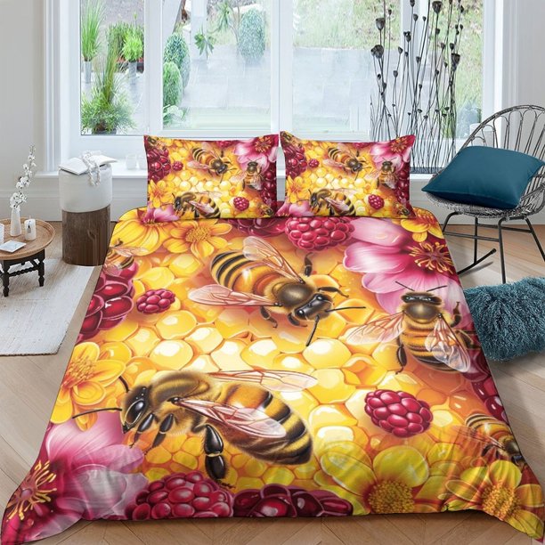 hive Duvet Cover Bedding Set Pillowcase Queen3-Piece Bedding Set