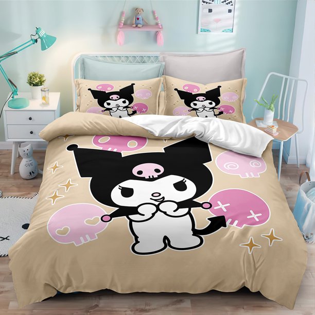 Ku-romi 3 Pcs Comforter Set with 2 Pillowcases,Kuro-mi Bedding Set Sheet Set for Kids Adults,All Season Lightweight