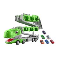 Magideal - Camión Transportador De Dinosaurios, Juguete De Camión De Dinosaurio, Seguimiento Y Almacenamiento De Vehículos De Dinosaurio, Juego Para Niños Y Niña 12 Coches