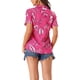 thumbnail image 3 of INSPIRE CHIC Camisas de Mujer Manga Corta Hawaiana Tropical Floral con Botones XL Rosa Fucsia, 3 of 6