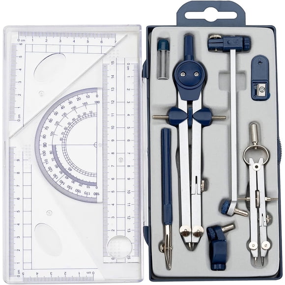 Set de Compás de Geometría Ysglory KZ013 de Zinc con Reglas y Transportador