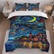 thumbnail image 1 of 3pcs Fantasy Starry Night Themed Bedding Set Duvet Cover and Pillowcase Set, 1 of 5