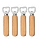 thumbnail image 1 of Abridor de botellas de cerveza de acero inoxidable con mango de madera de 4 piezas, abridor de tapas de botellas de bebidas de madera lisa para fiestas en casa, bares y camareros., 1 of 8