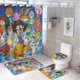 thumbnail image 1 of Monstruo digital-theme 4-Piece Shower Curtain Set with Rugs, Waterproof Bathroom Decor Set Includes Bath Mat, U-Shaped Rug, Toilet Lid Cover and Curtain with Hooks, 1 of 6