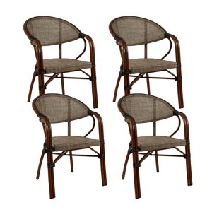 Klik Muebles - Pack De 4 Sillas Bistro Parisina Textileno Con Reposabrazos - Beige