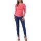 thumbnail image 2 of INSPIRE CHIC Blusa Fruncida para Mujer de Regreso a Clases con Botones Decorativos Cuello en V Manga 3/4 Top de Punto Sólido Rojo Sandía XL, 2 of 5