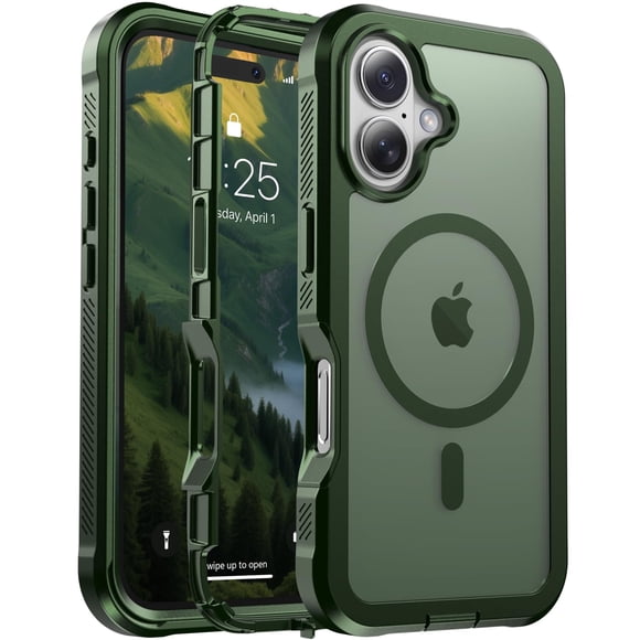 Funda jaroco magnética para iPhone 16 – Verde militar