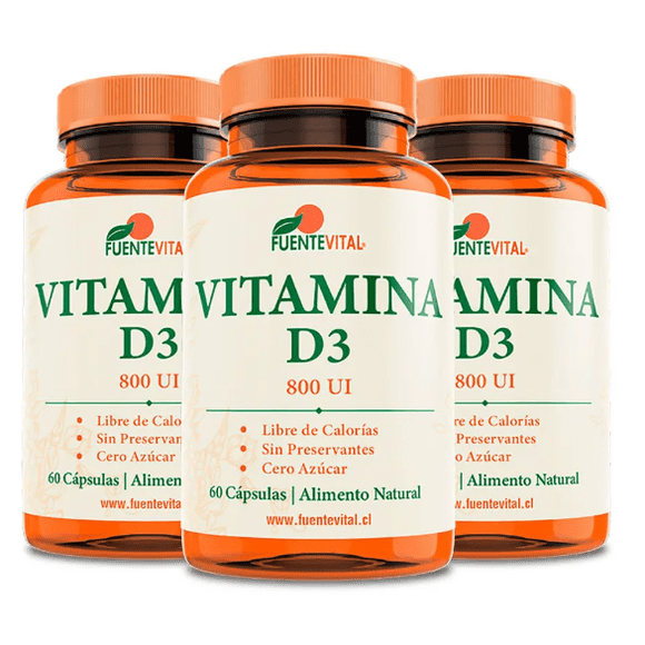Pack 3 Vitamina D3 Fv 180 Caps 3x60 800 UI
