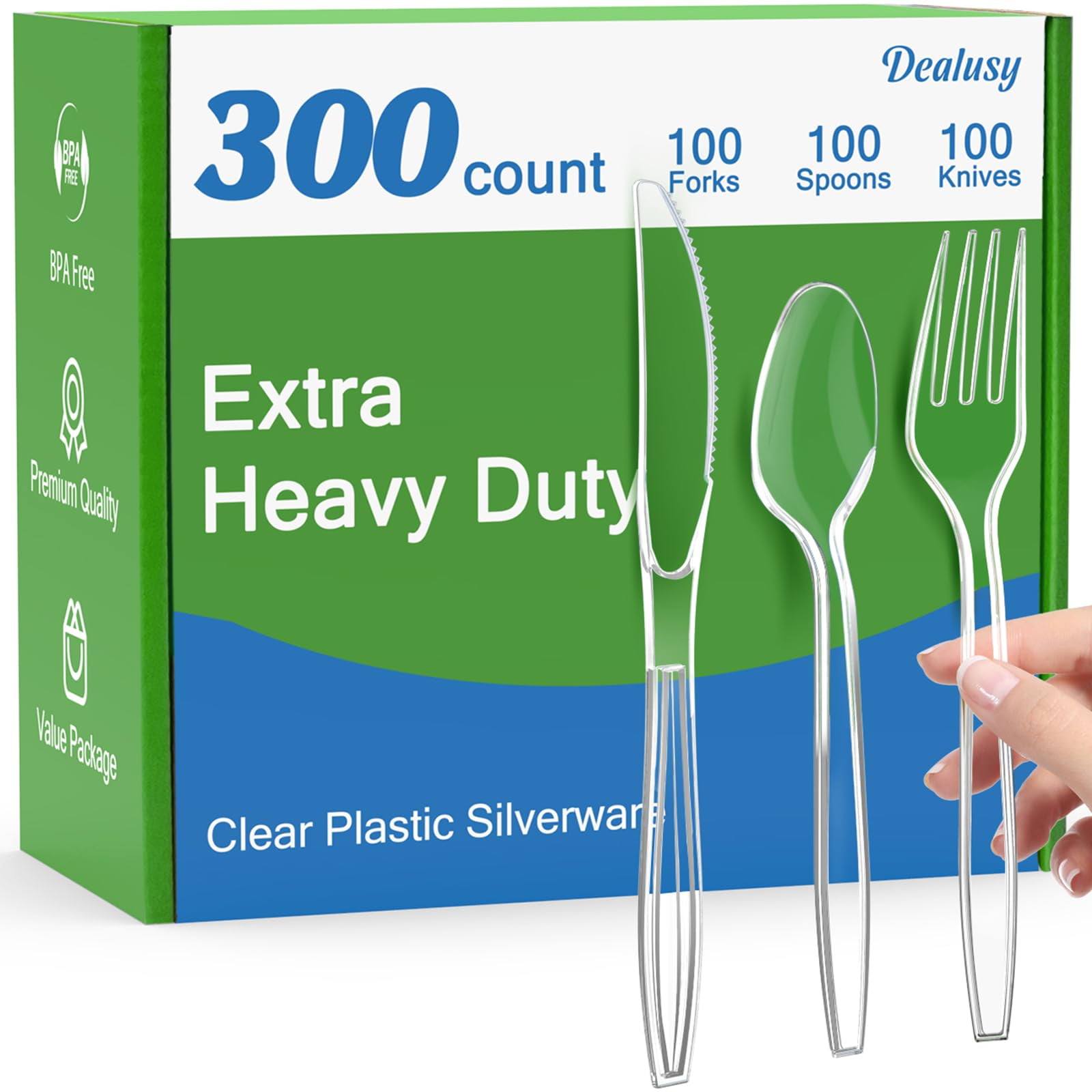 Juego De Cubiertos De Plástico Dealusy, 300 Unidades, Sin Bpa, Resistentes Al Calor