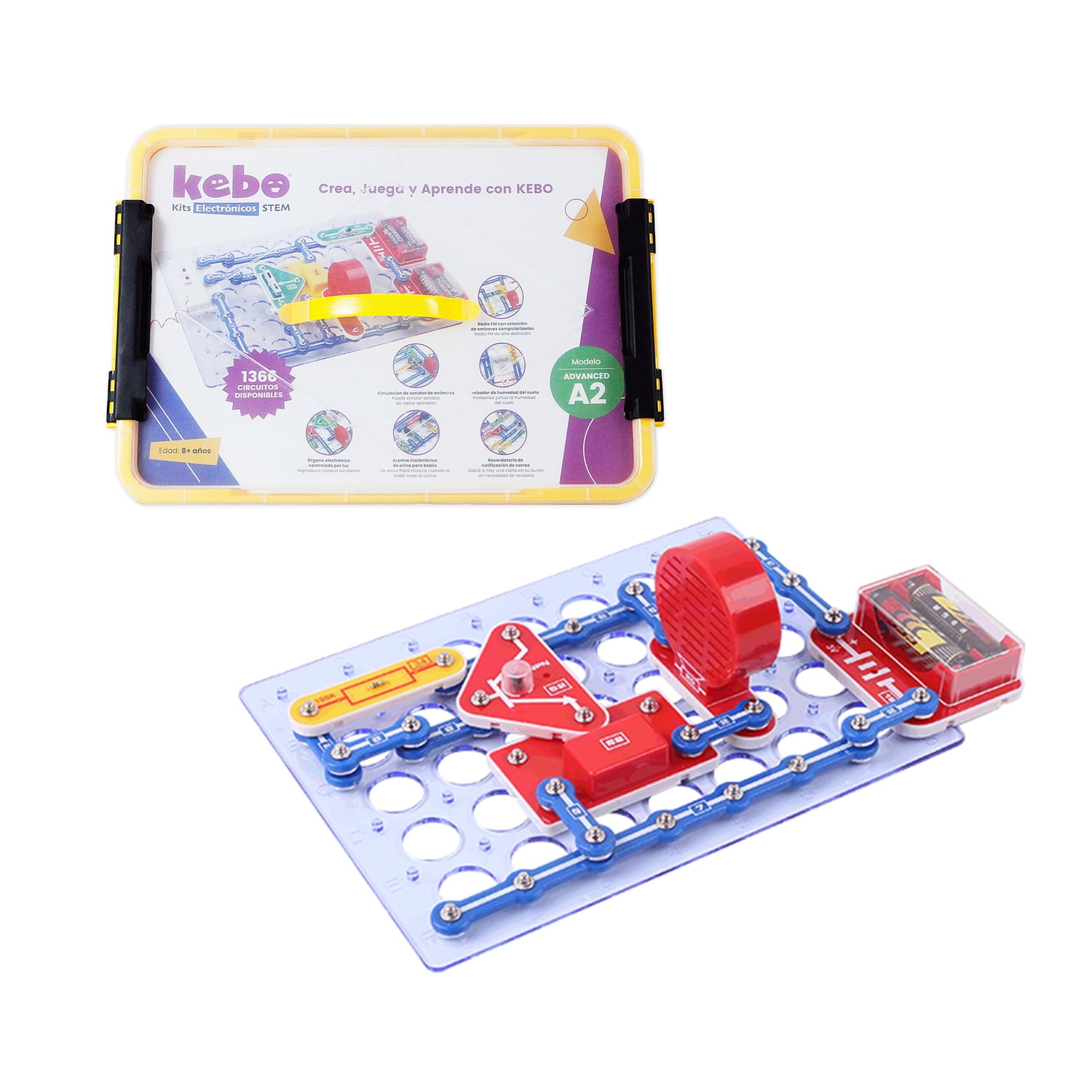 Kebo - Kit Electrónico Educativo Advance A2 - 1366 Circuitos