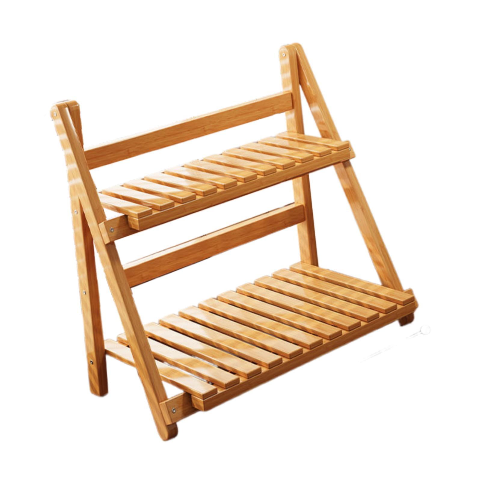 Magideal - Estante Para Plantas De Bambú Resistente Con Dos Niveles Almacenamiento Versátil Para Decoración De Plantas Y Utensilios De Cocina Para Uso Interior Y Marrón Claro 30cm